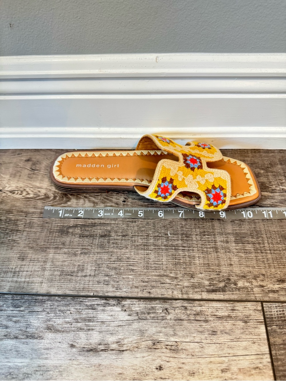 Madden Girl Yellow Embroidered Slide Mules - Picture 13 of 13